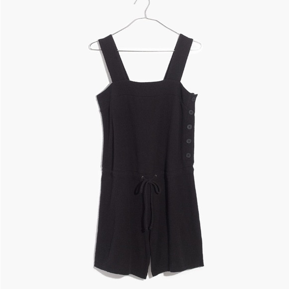 Madewell Side-button Drawstring cotton romper - Picture 3 of 6